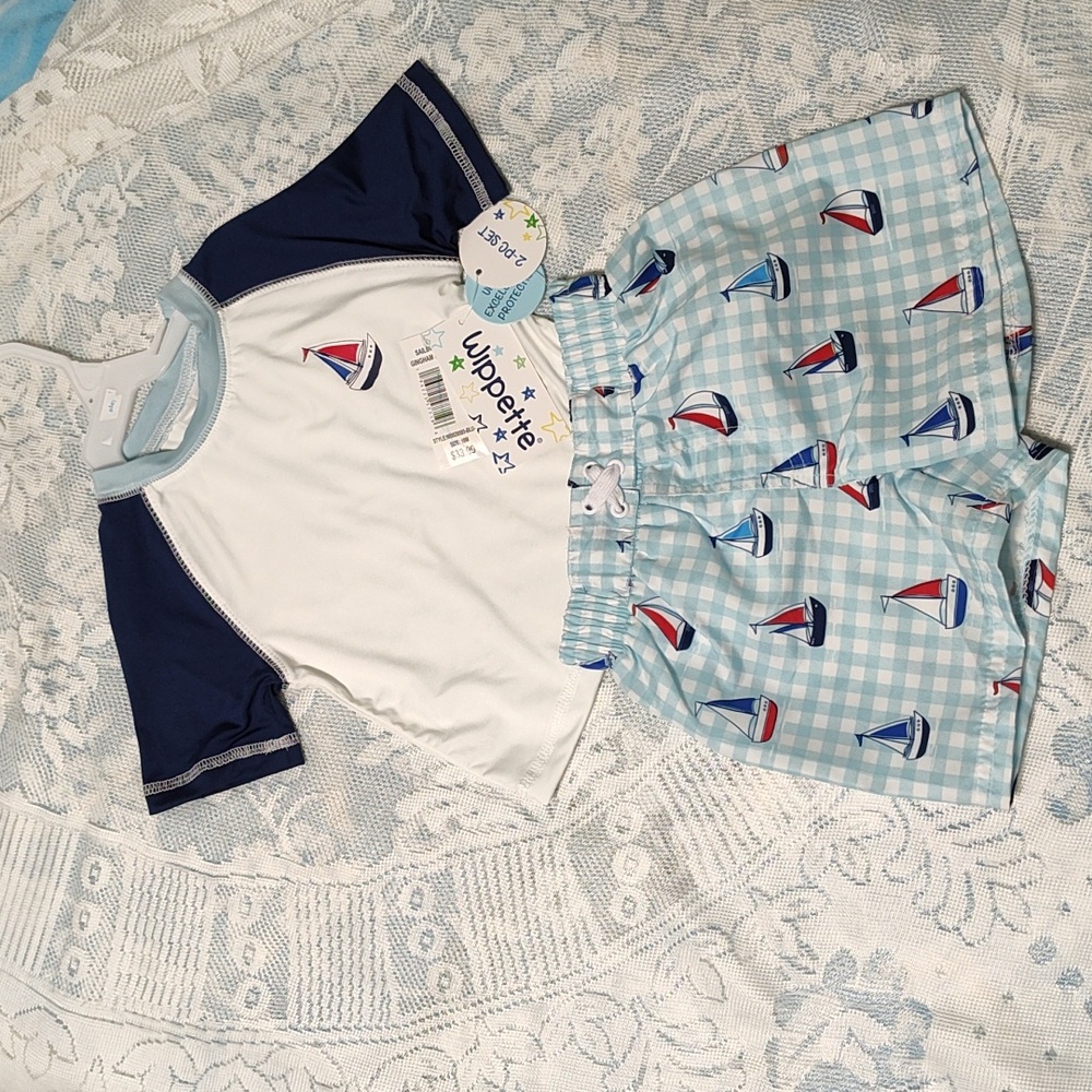 2 Piece Shorts with Top Set With Sailboats NWT Wippette